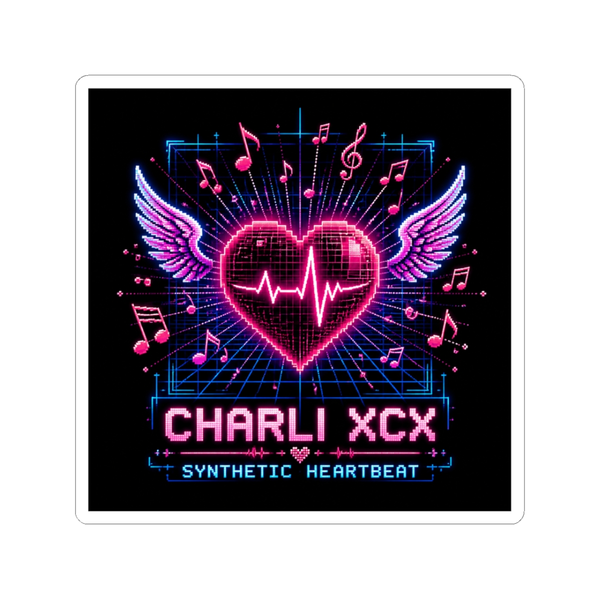 Charli XCX "Charli XCX - Synthetic Heartbeat" Sticker - alternate angle 1, merchandise