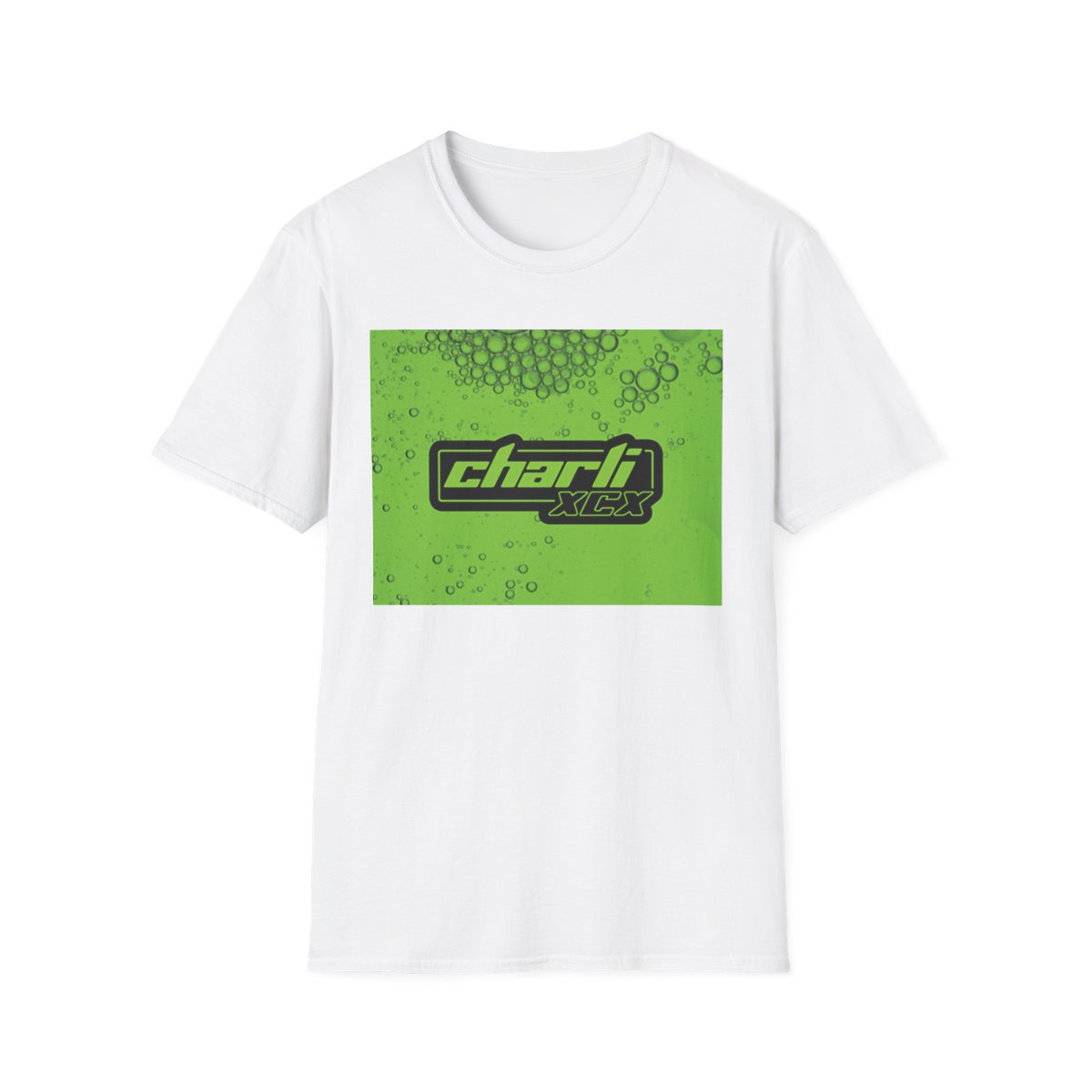 Charli xcx logo graphic T-Shirt | Green bubble rectangle band tee | Charli XCX