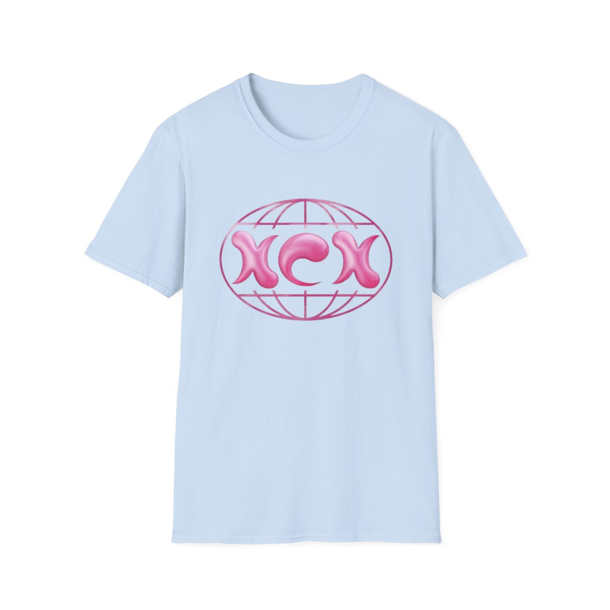Pink Retro Globe Logo T-Shirt | 90s Bubble Letter Tee | Charli XCX - alternate angle 5, merchandise