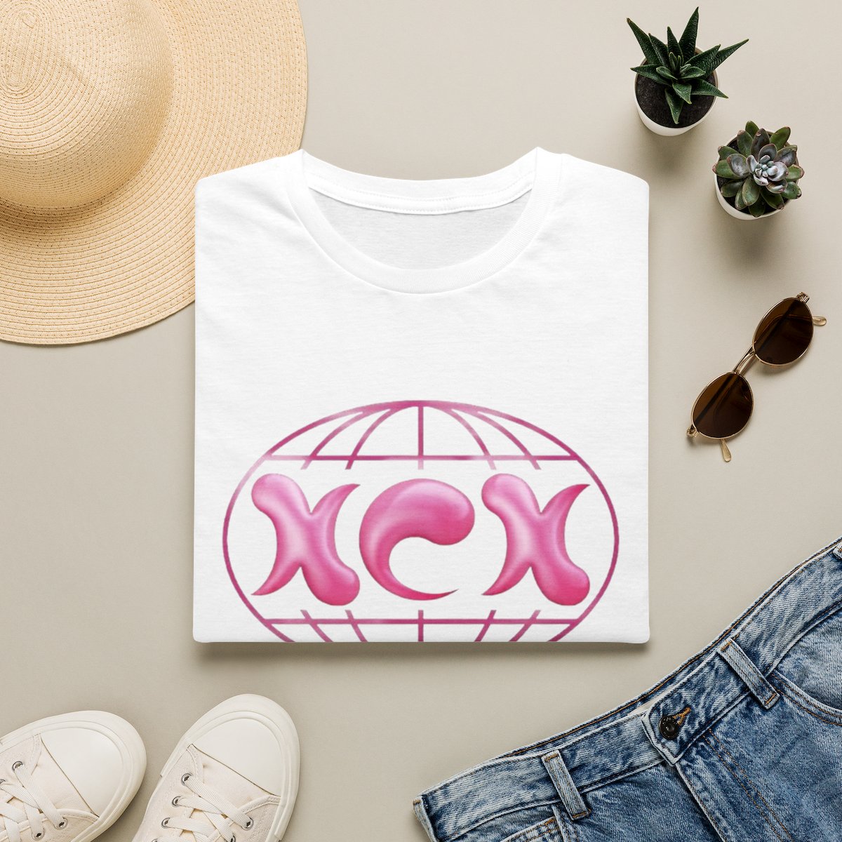 Pink Retro Globe Logo T-Shirt | 90s Bubble Letter Tee | Charli XCX
