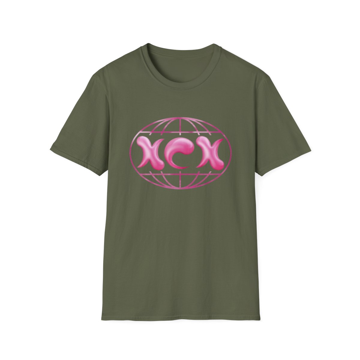 Pink Retro Globe Logo T-Shirt | 90s Bubble Letter Tee | Charli XCX - alternate angle 4, merchandise