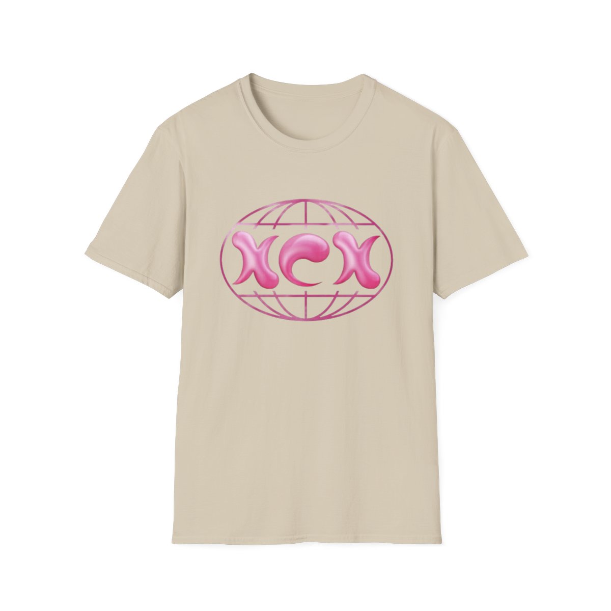 Pink Retro Globe Logo T-Shirt | 90s Bubble Letter Tee | Charli XCX - alternate angle 3, merchandise